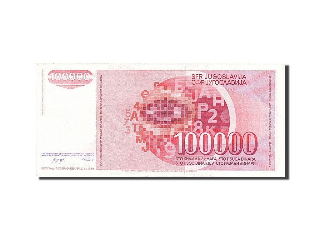 Banknot, Jugosławia, 100,000 Dinara, 1985-1989, 1989-05-01, KM:97, UNC(60-62)