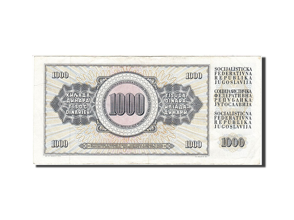 Banknot, Jugosławia, 1000 Dinara, 1978, 1981-11-04, KM:92d, AU(50-53)