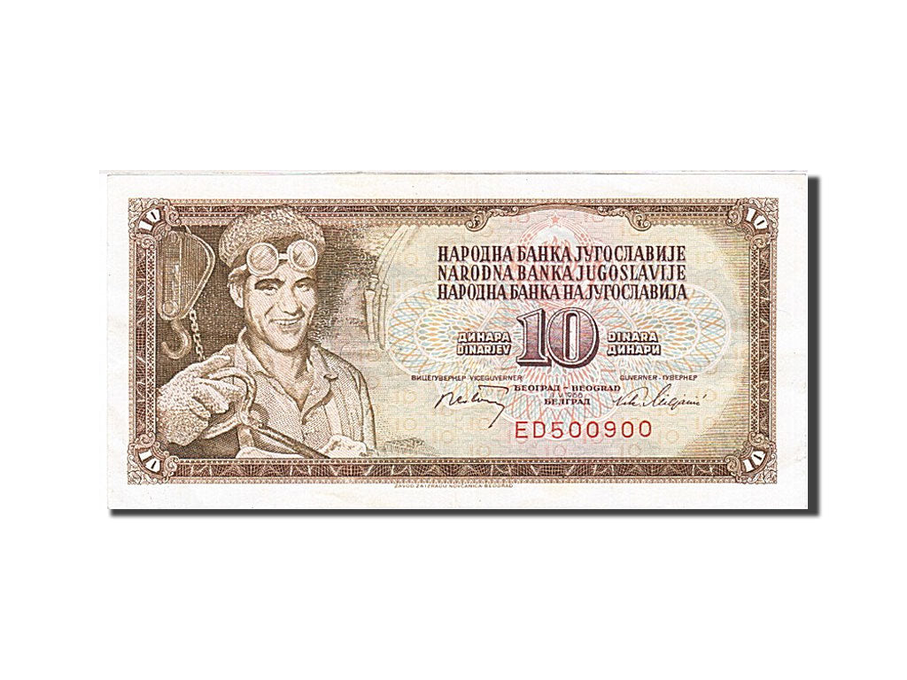 Billete, 10 Dinara, 1968-1970, Yugoslavia, KM:82b, 1968-05-01, EBC