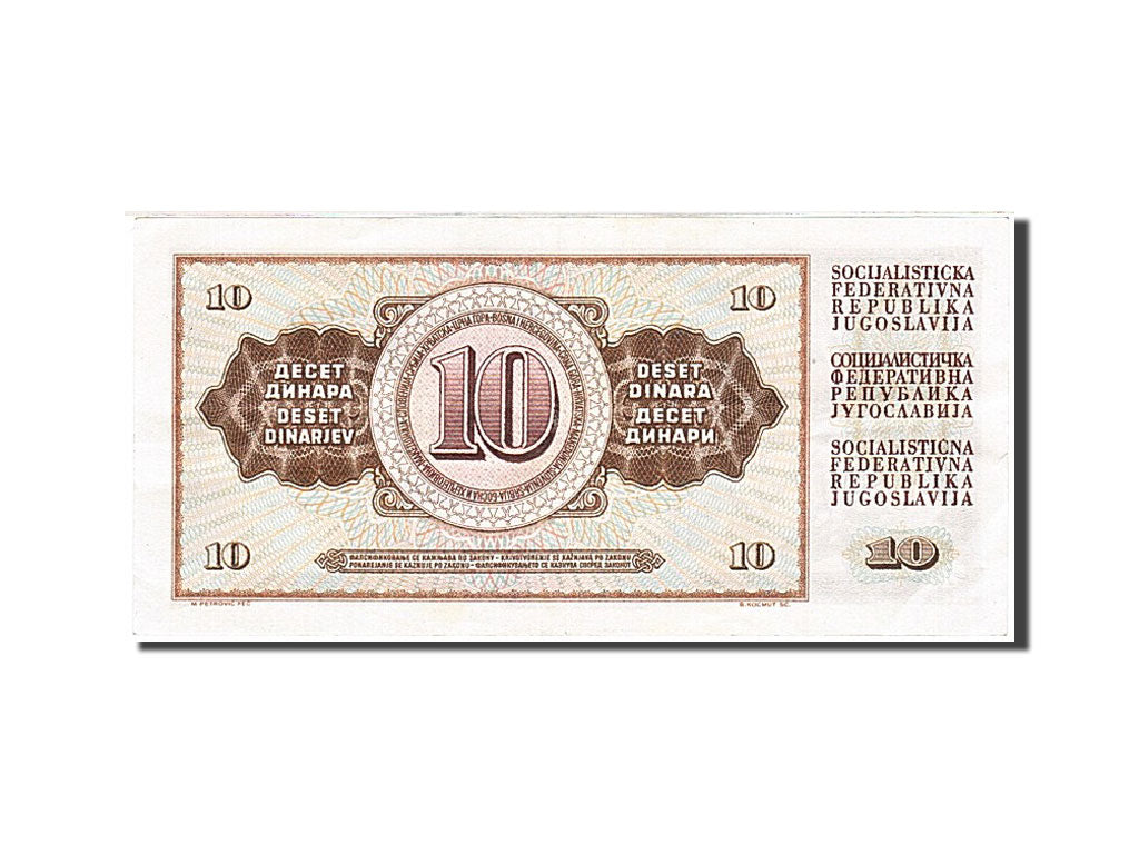 Billete, 10 Dinara, 1968-1970, Yugoslavia, KM:82b, 1968-05-01, EBC