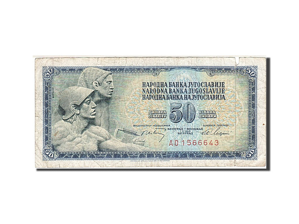 Billete, 50 Dinara, 1968-1970, Yugoslavia, KM:83b, 1968-05-01, BC