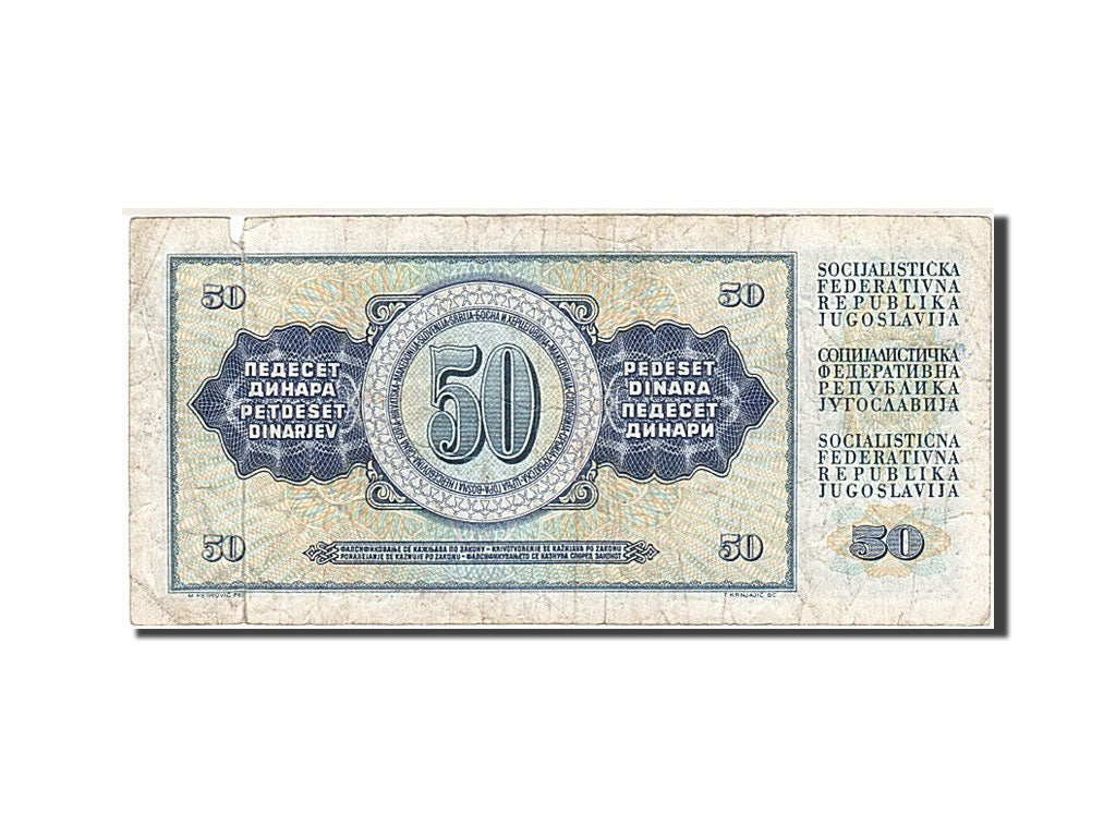 Billete, 50 Dinara, 1968-1970, Yugoslavia, KM:83b, 1968-05-01, BC