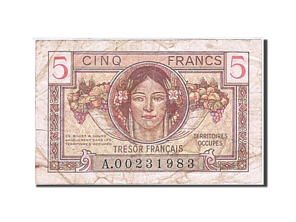 Banconote, Francia, 5 Francs, 1947, 1947, MB, Fayette:VF29.1, KM:M6a
