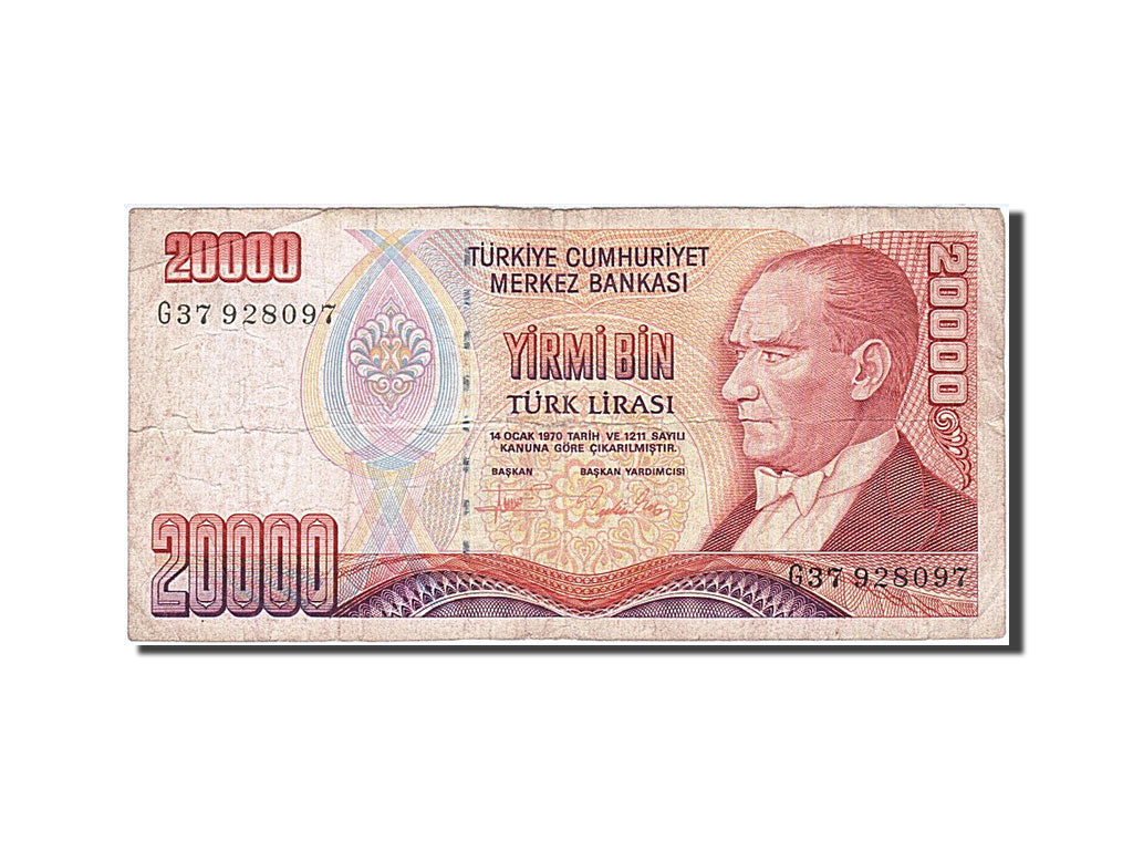 Banknote, Turkey, 20,000 Lira, 1971-1982, 1995, KM:202, VF(30-35)