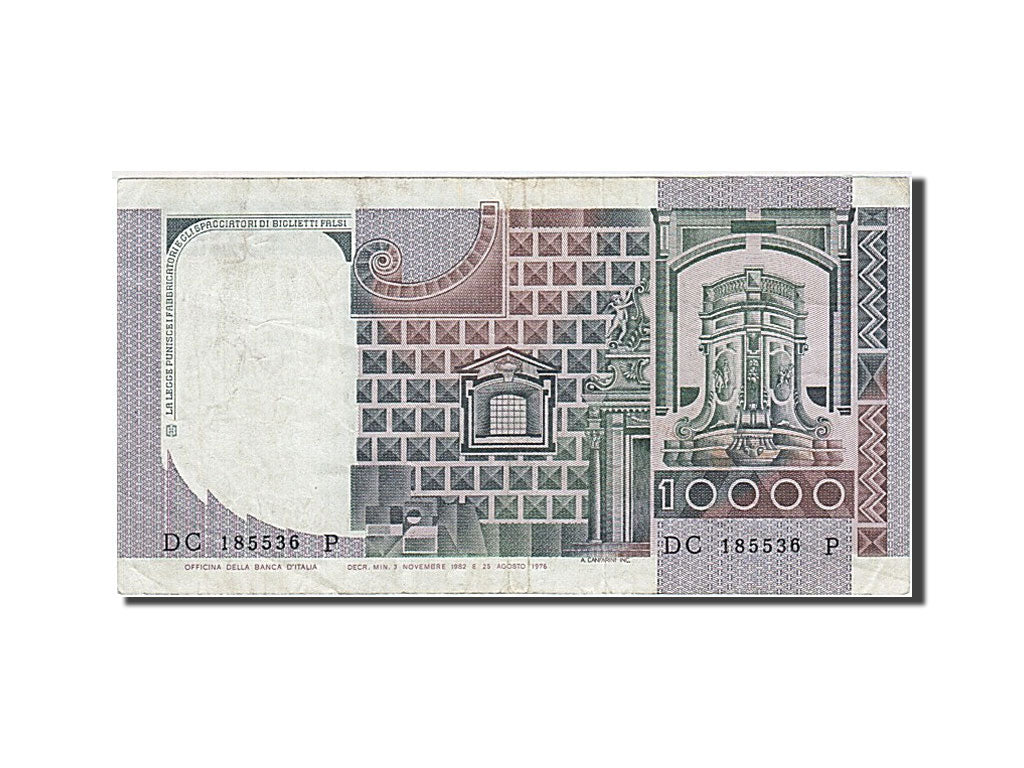 Biljet, Italië, 10,000 Lire, 1976-1979, 1982-11-03, KM:106b, TTB