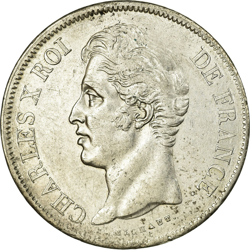Monnaie, France, Charles X, 5 Francs, 1827, Bayonne, TTB+, Argent, Gadoury:644