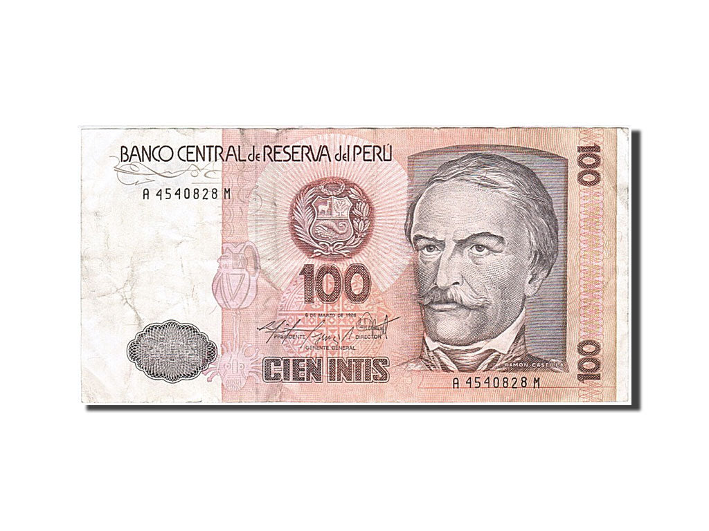 Banknote, Peru, 100 Intis, 1985-1991, 1986-03-06, KM:132b, EF(40-45)