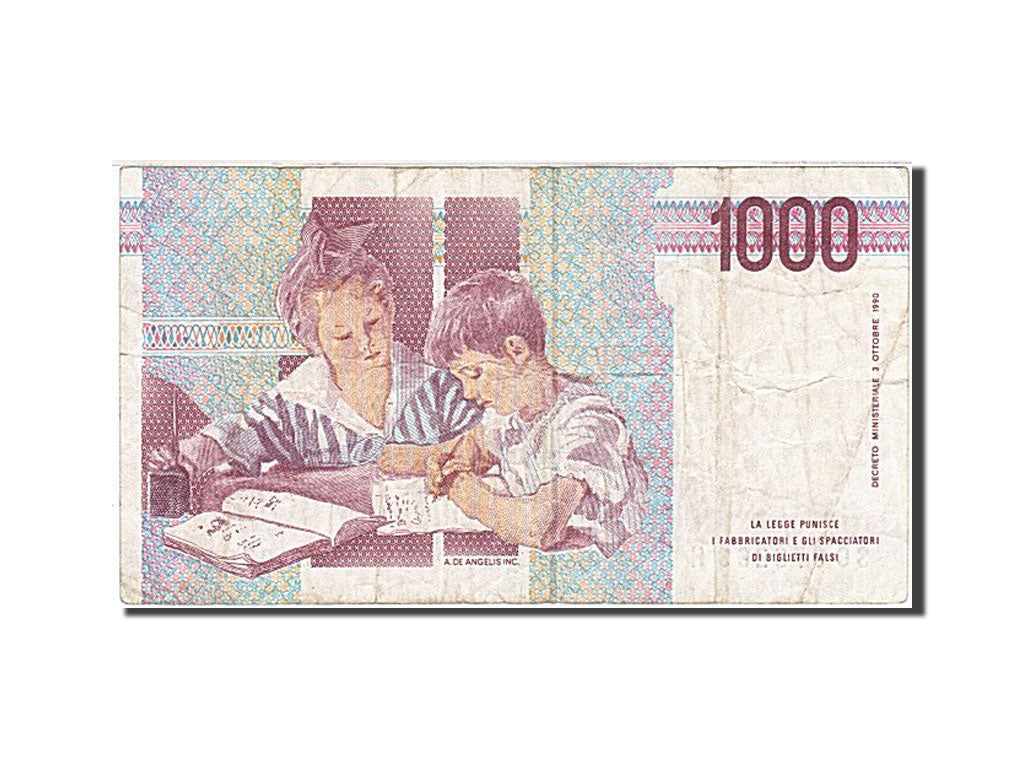 Biljet, Italië, 1000 Lire, 1990-1994, 1990, KM:114a, TB