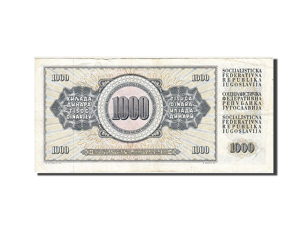 Banconote, Iugoslavia, 1000 Dinara, 1978, KM:92a, 1978-08-12, BB