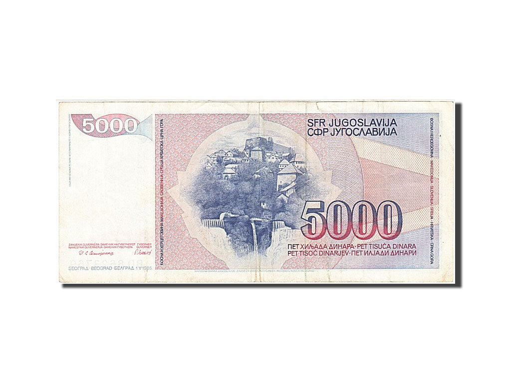 Banknote, Yugoslavia, 5000 Dinara, 1985-1989, 1985-05-01, KM:93a, AU(50-53)