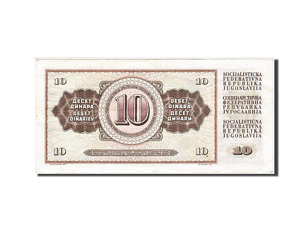 Banconote, Iugoslavia, 10 Dinara, 1968-1970, KM:82b, 1968-05-01, BB