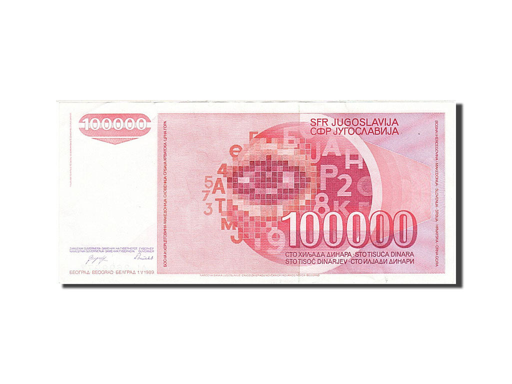Banconote, Iugoslavia, 100,000 Dinara, 1985-1989, KM:97, 1989-05-01, SPL-