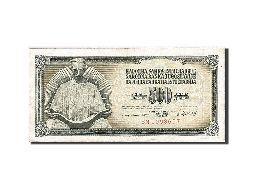 Banconote, Iugoslavia, 500 Dinara, 1978, KM:91b, 1981-11-04, MB