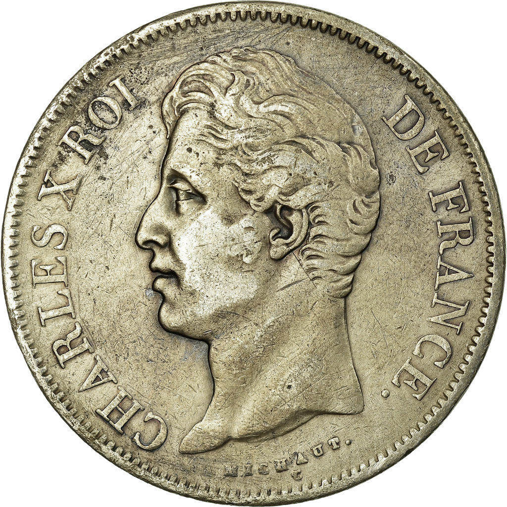 Moneda, Francia, Charles X, 5 Francs, 1829, Paris, MBC, Plata, Gadoury:644