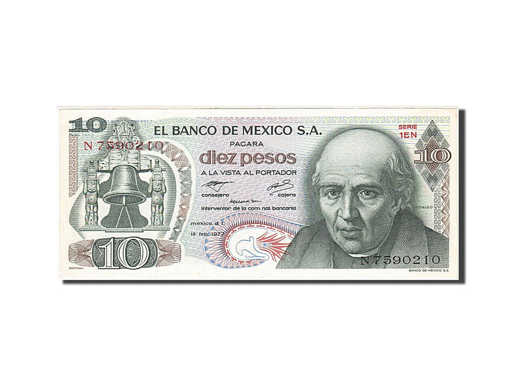 Billet, Mexique, 10 Pesos, 1969-1974, 1977-02-18, KM:63i, TTB+