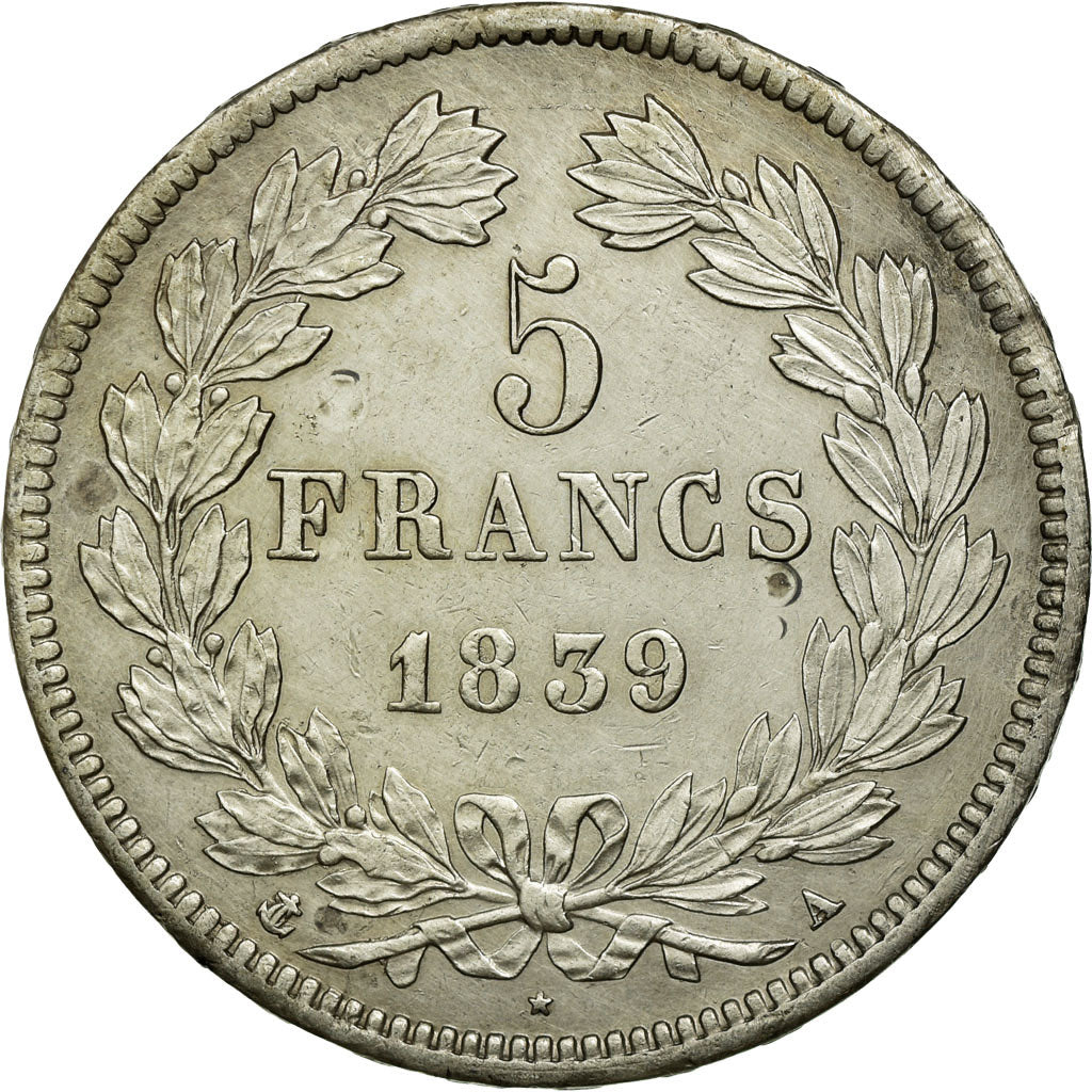 Coin, France, Louis-Philippe, 5 Francs, 1839, Paris, AU(50-53), Silver