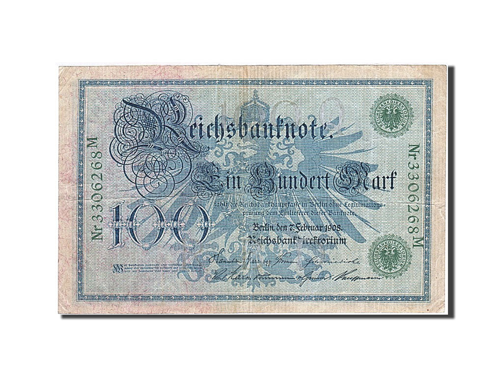 Banconote, Germania, 100 Mark, 1908, KM:34, 1908-02-07, MB+