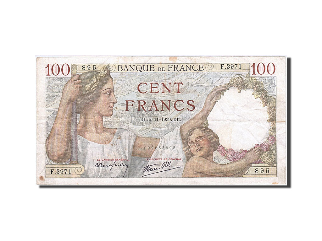 Banknote, France, 100 Francs, 1939, 1939-11-02, AU(50-53), Fayette:26.13, KM:94