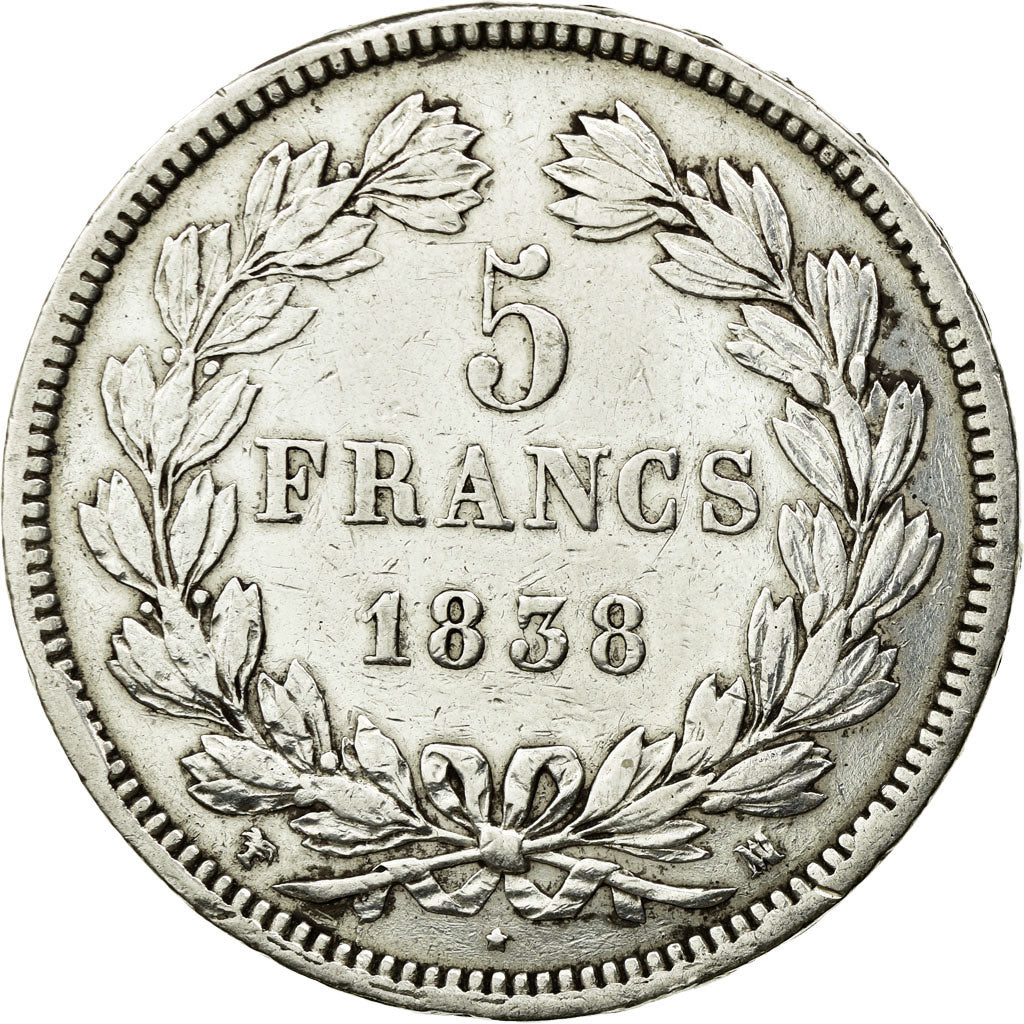 Coin, France, Louis-Philippe, 5 Francs, 1838, Marseille, EF(40-45), Silver