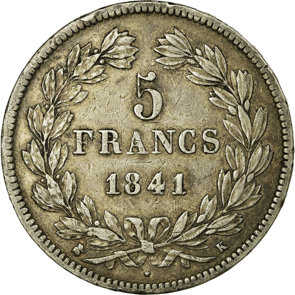 Coin, France, Louis-Philippe, 5 Francs, 1841, Bordeaux, EF(40-45), Silver