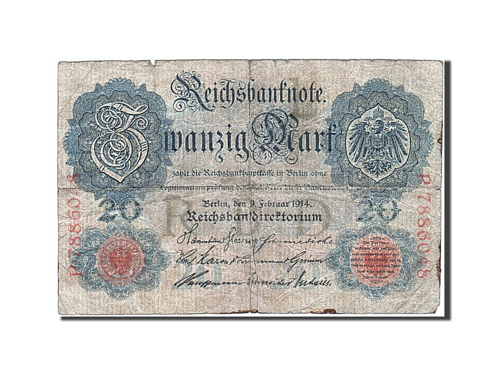 Banknote, Germany, 20 Mark, 1914, 1914-02-19, KM:46b, VG(8-10)