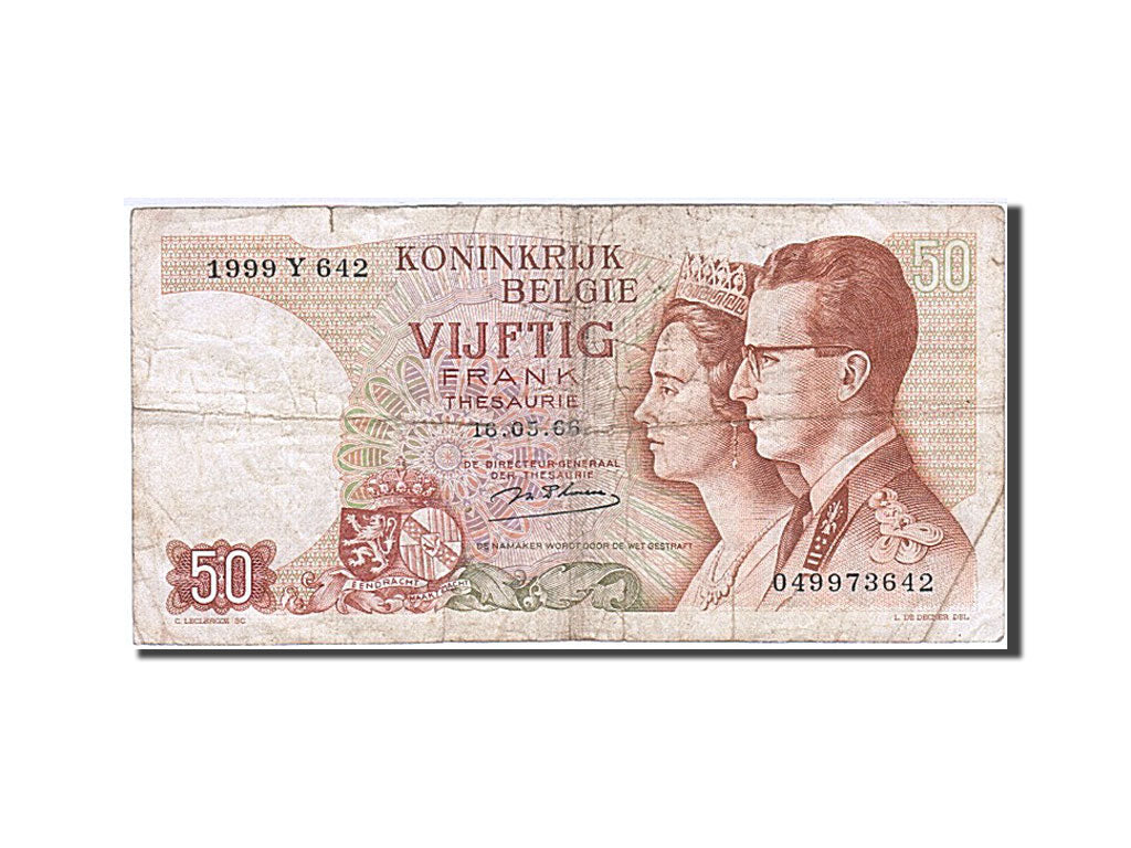 Biljet, België, 50 Francs, 1964-1966, 1966-05-16, KM:139, TB