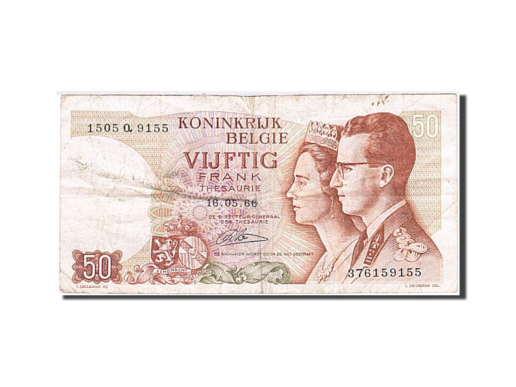 Billet, Belgique, 50 Francs, 1964-1966, 1966-05-16, KM:139, TTB