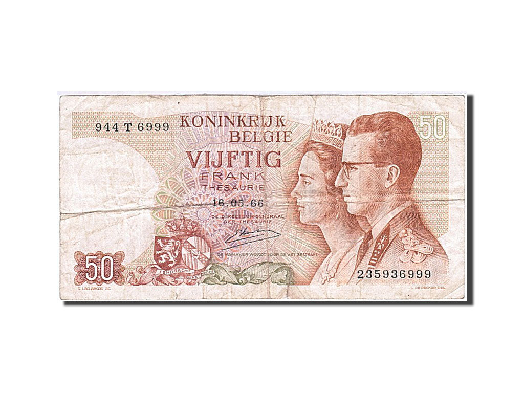 Billet, Belgique, 50 Francs, 1964-1966, 1966-05-16, KM:139, TB+