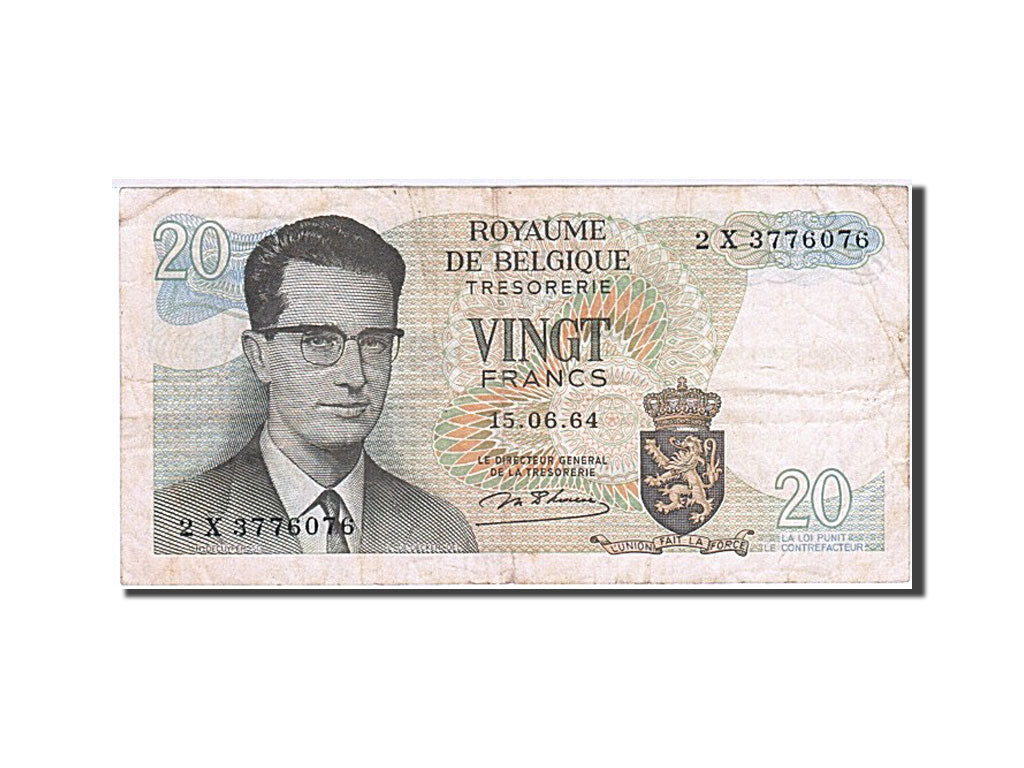 Billet, Belgique, 20 Francs, 1964-1966, 1964-06-15, KM:138, TB+