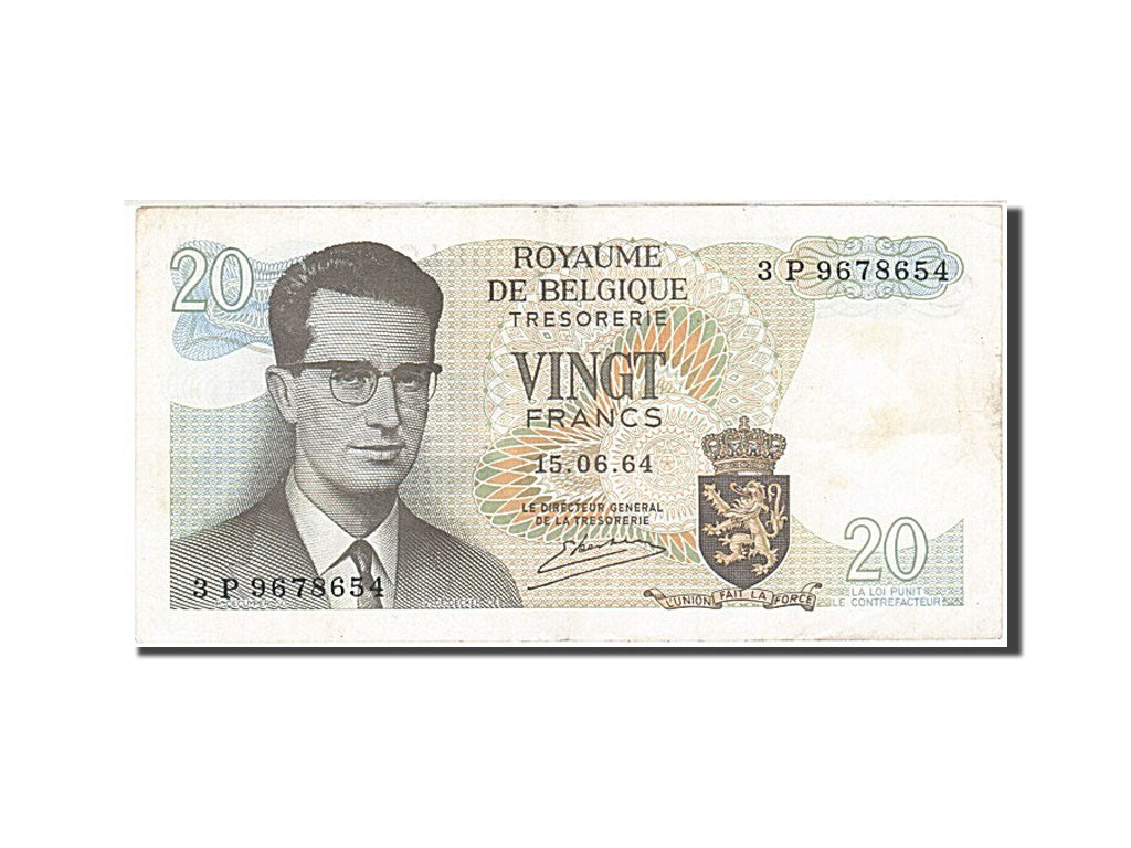 Banknot, Belgia, 20 Francs, 1964-1966, 1964-06-15, KM:138, EF(40-45)