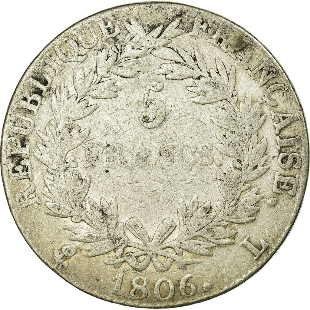 Coin, France, Napoléon I, 5 Francs, 1806, Bayonne, VF(20-25), Silver