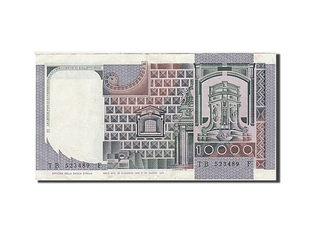 Banknote, Italy, 10,000 Lire, 1976-1979, 1978-12-29, KM:106a, AU(55-58)