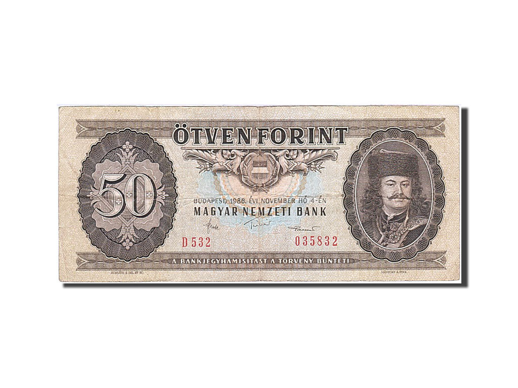 Banknote, Hungary, 50 Forint, 1957-1983, 1986-11-04, KM:170g, EF(40-45)