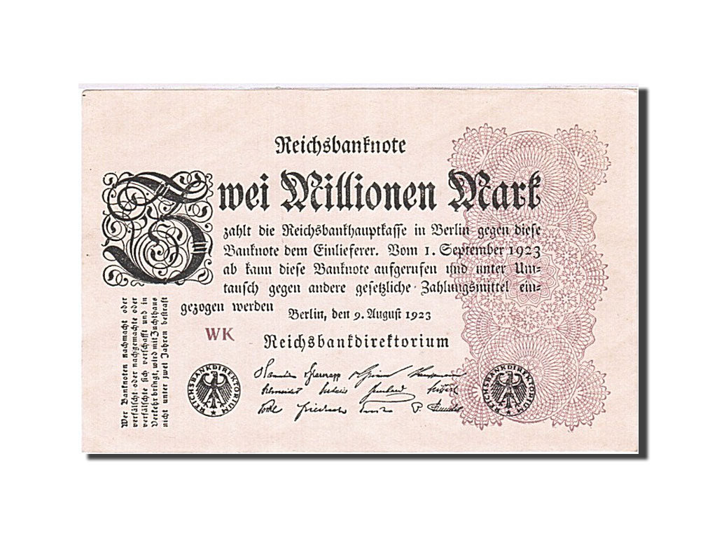 Biljet, Duitsland, 2 Millionen Mark, 1923, 1923-08-09, KM:103, SPL