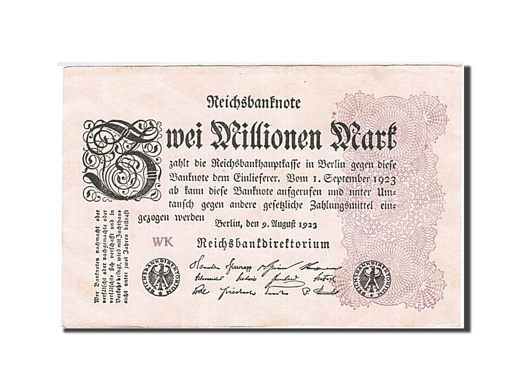 Biljet, Duitsland, 2 Millionen Mark, 1923, 1923-08-09, KM:103, SUP
