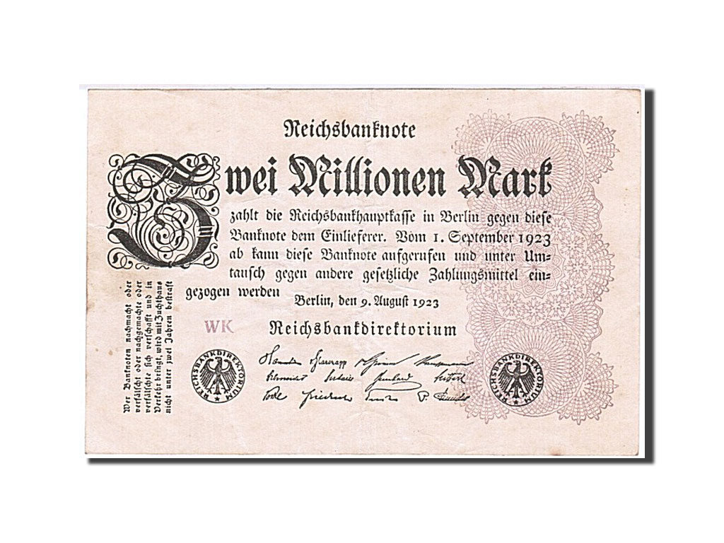 Biljet, Duitsland, 2 Millionen Mark, 1923, 1923-08-09, KM:103, TTB
