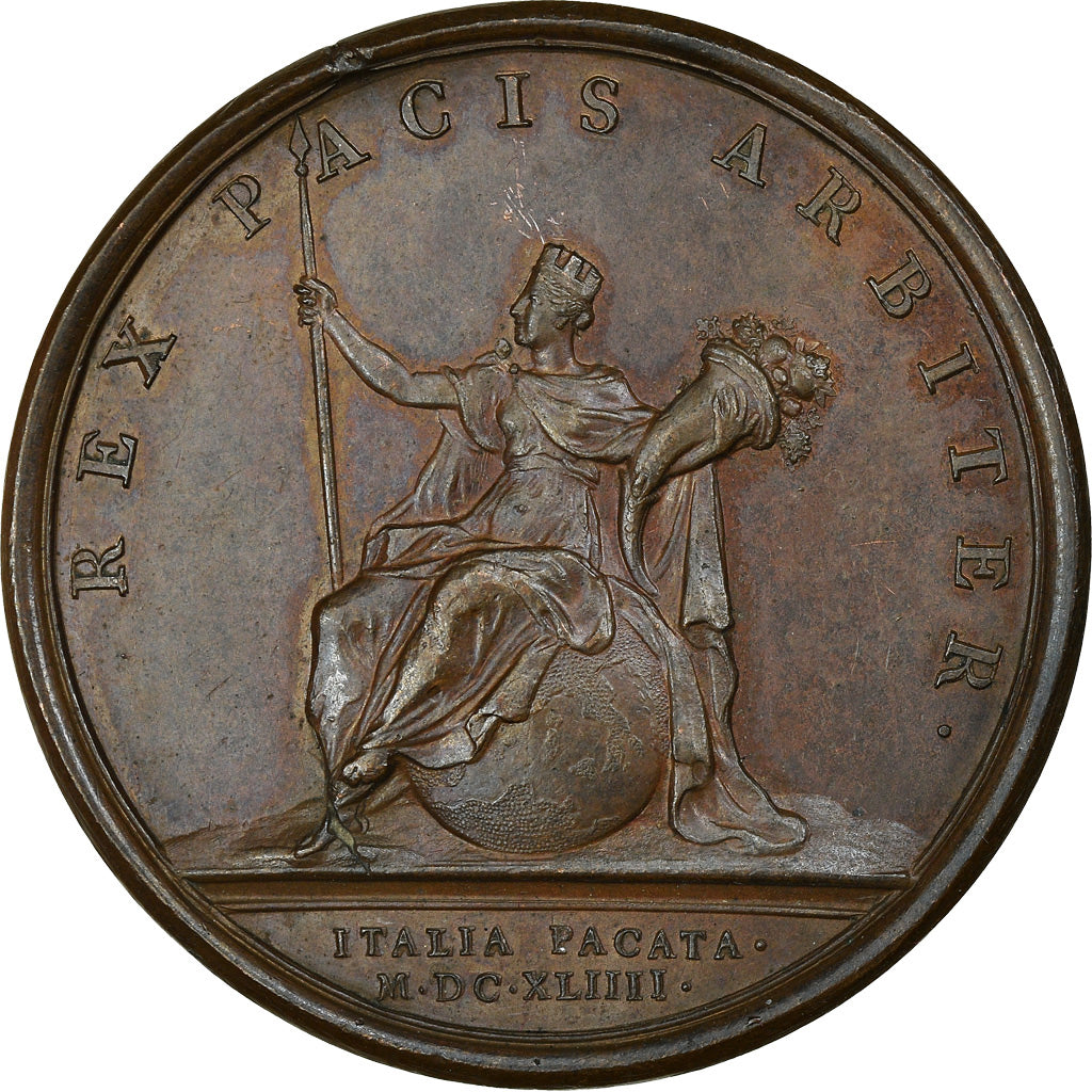 Frankrijk, Medaille, Louis XIV, L'Italie Pacifiée, History, 1644, Mauger, ZF+