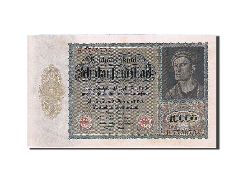 Biljet, Duitsland, 10,000 Mark, 1922, 1922-01-19, KM:71, SPL