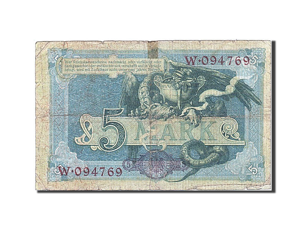 Biljet, Duitsland, 5 Mark, 1904-1906, 1904-10-31, KM:8a, B+