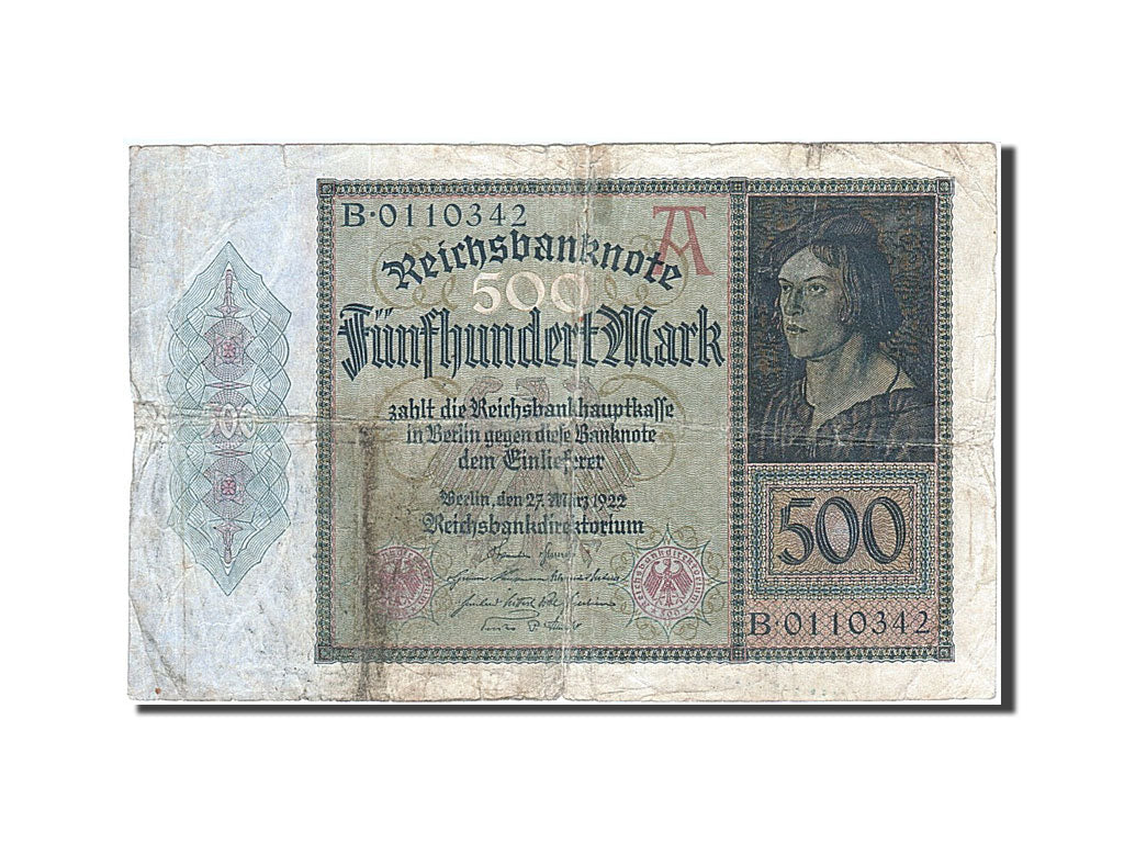 Biljet, Duitsland, 500 Mark, 1922, 1922-03-27, KM:73, TB