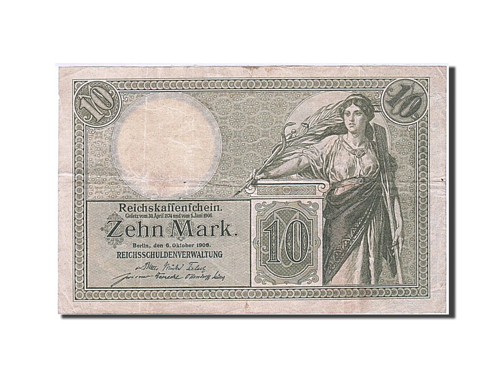 Banknote, Germany, 10 Mark, 1904-1906, 1906-10-06, KM:9b, EF(40-45)