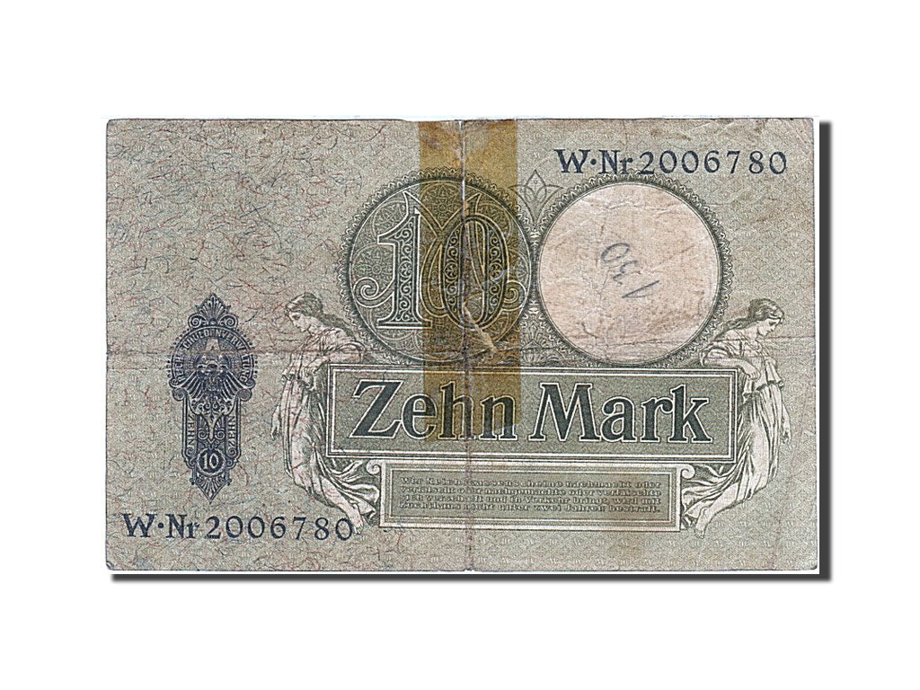 Banknote, Germany, 10 Mark, 1904-1906, 1906-10-06, KM:9b, F(12-15)