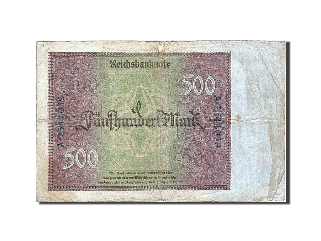 Biljet, Duitsland, 500 Mark, 1922, 1922-03-27, KM:73, TB+