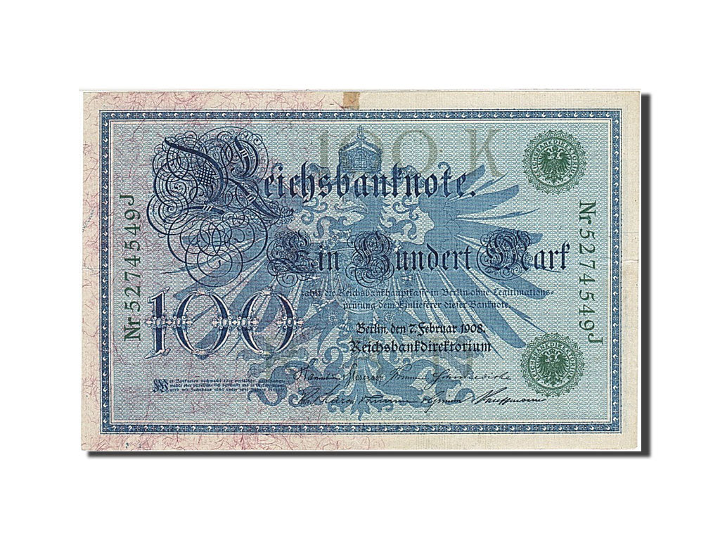 Geldschein, Deutschland, 100 Mark, 1908, 1908-02-07, KM:34, VZ+