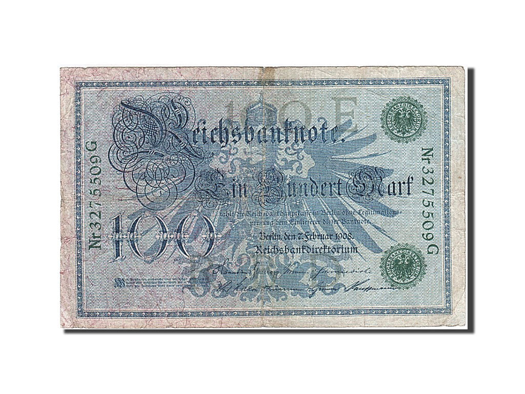 Geldschein, Deutschland, 100 Mark, 1908, 1908-02-07, KM:34, SGE+