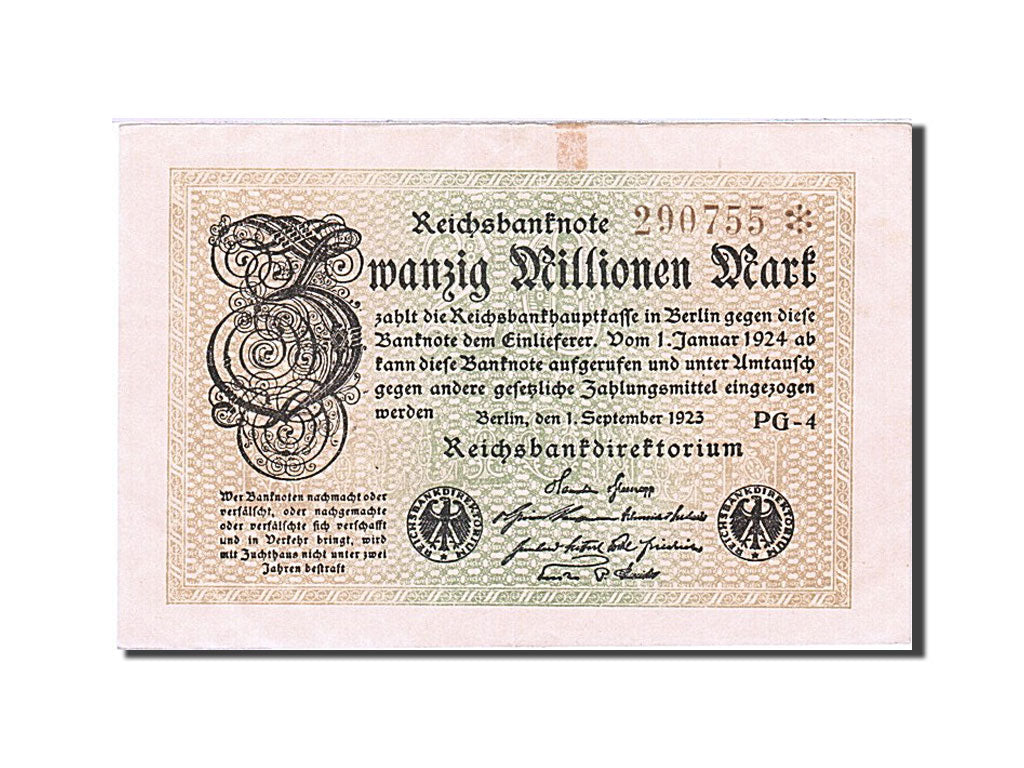 Biljet, Duitsland, 20 Millionen Mark, 1923, 1923-09-01, KM:108e, SPL