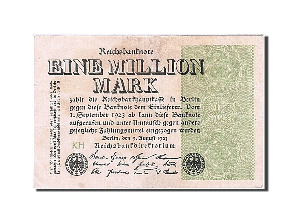 Banknote, Germany, 1 Million Mark, 1923, 1923-08-09, KM:102d, AU(50-53)