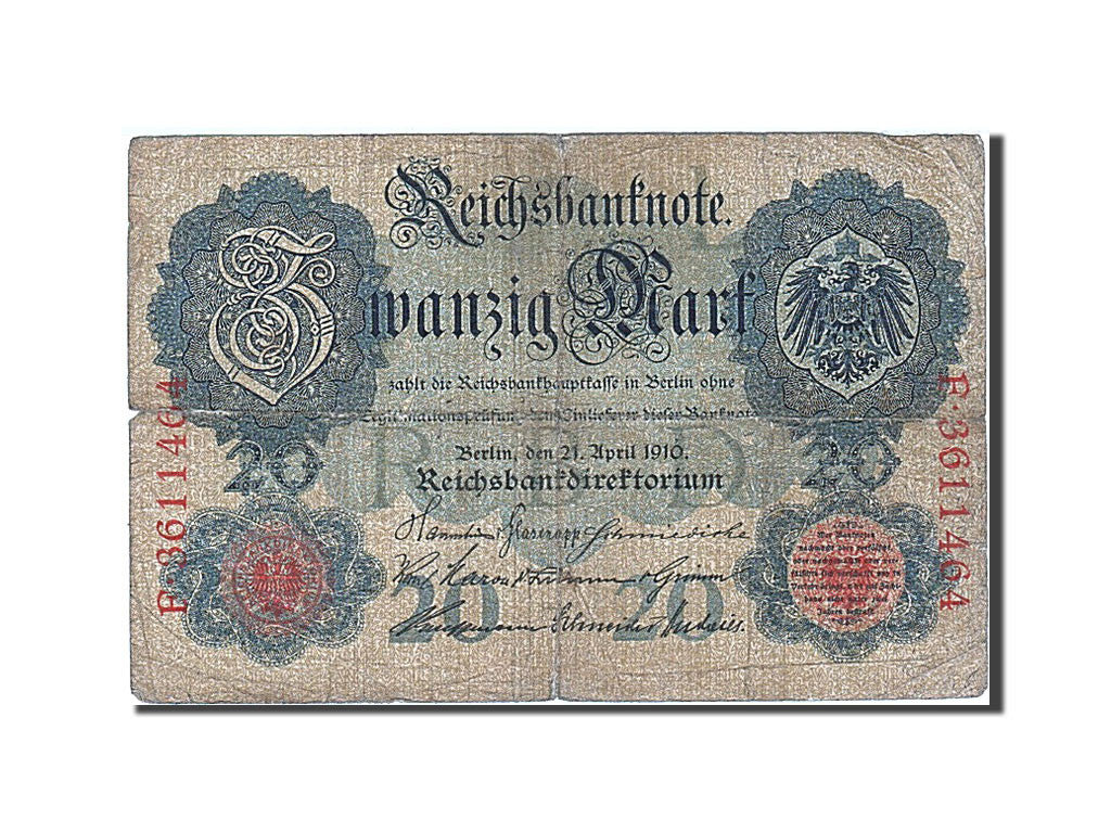Banknote, Germany, 20 Mark, 1914, 1914-02-19, KM:46b, F(12-15)
