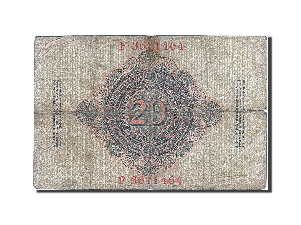 Banknote, Germany, 20 Mark, 1914, 1914-02-19, KM:46b, F(12-15)