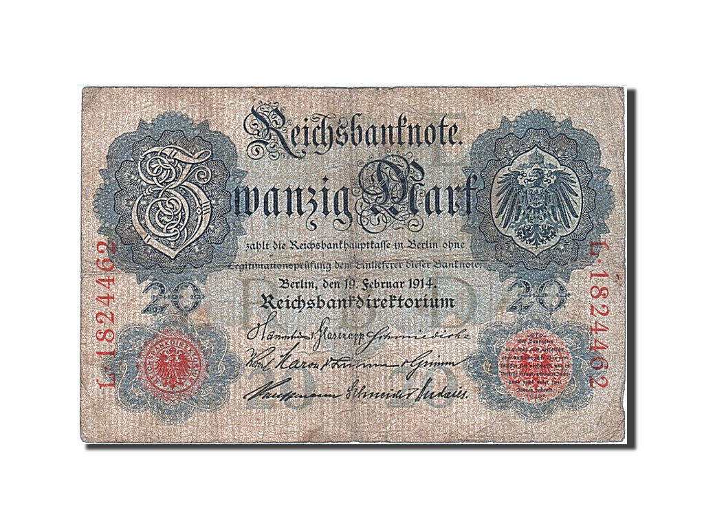 Banknote, Germany, 20 Mark, 1914, 1914-02-19, KM:46b, VF(20-25)